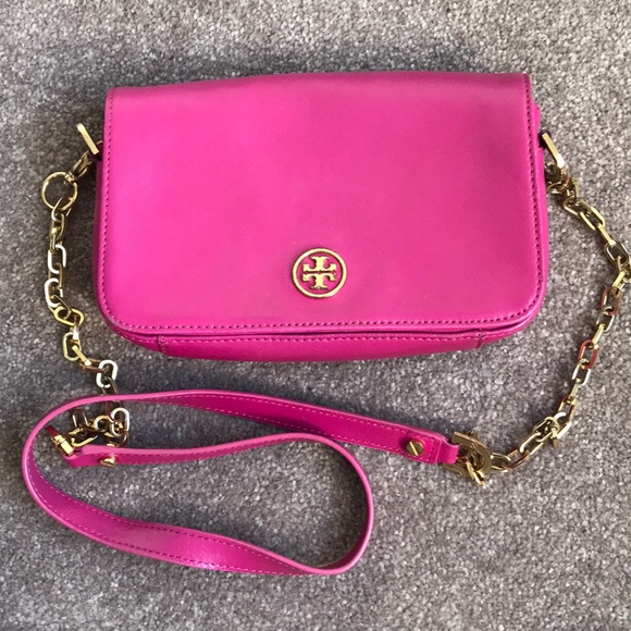 Tory Burch Handbags - Tory Burch Pink / Gold Saffiano Crossbody
